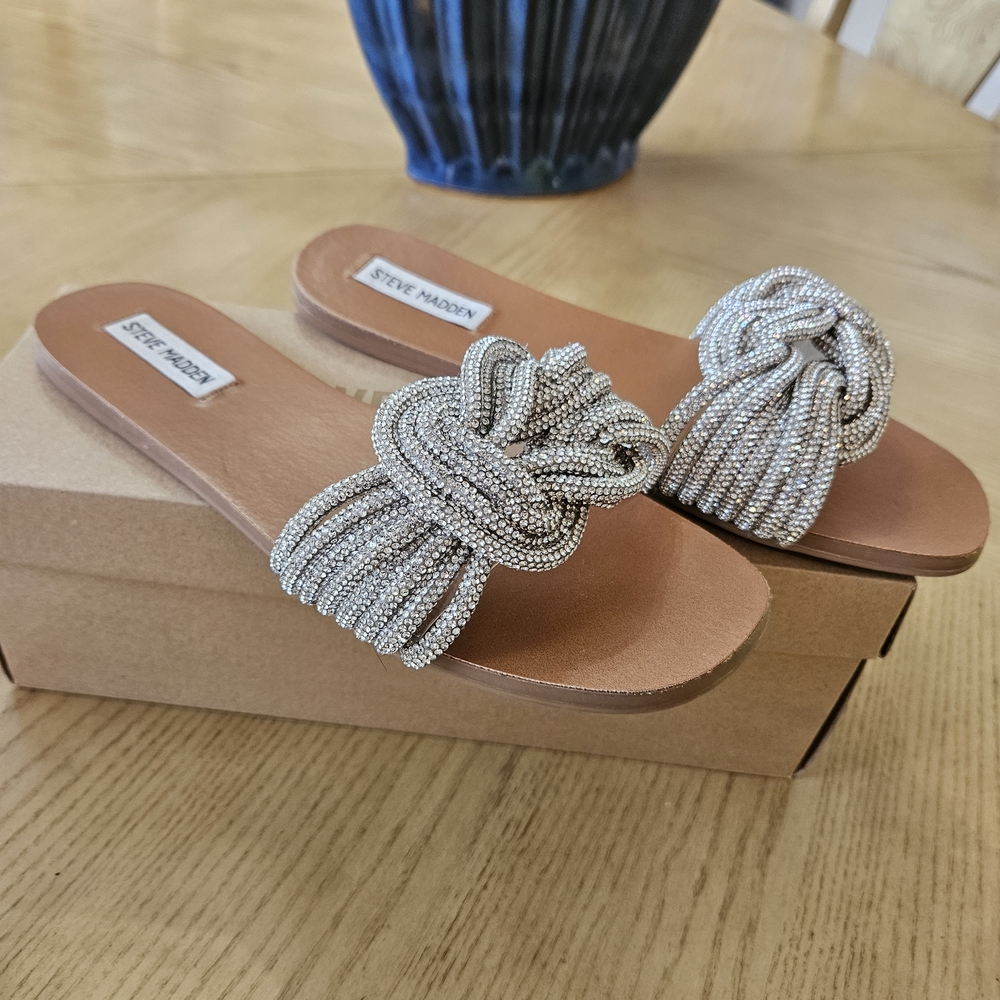 Steve Madden Silver Rhinestone Sandals - Picture 3 of 4